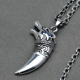 Thai Silver Wolf Tooth Pendant Genuine 925 Sterling Silver Necklaces Pendants For Men Steampunk Vintage style Men Jewelry - GQTORCH Jewelry