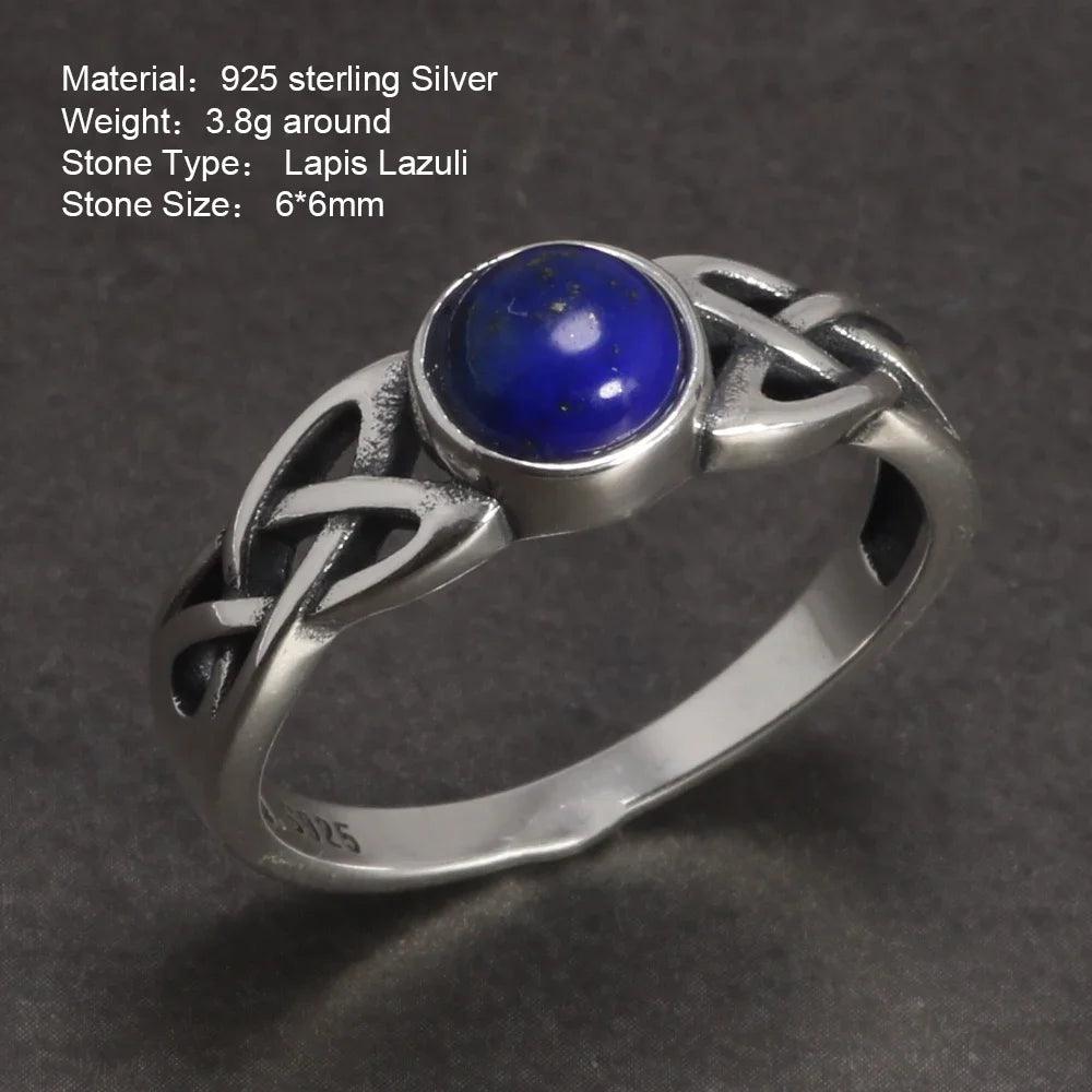 Real 925 Sterling Silver Elena's Daylight Ring Vampire Diaries with Natural Lapis Lazuli Elena Gilbert Inspired TV Show Jewelry - GQTORCH Jewelry