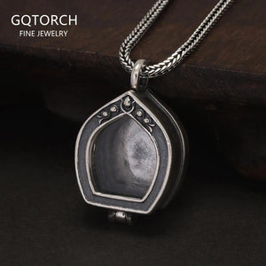 Real S925 Silver Tibet Gawu Box Necklace Antique Openable Locket Photo Pendant for Women Men Party Jewelry Gift - GQTORCH Jewelry
