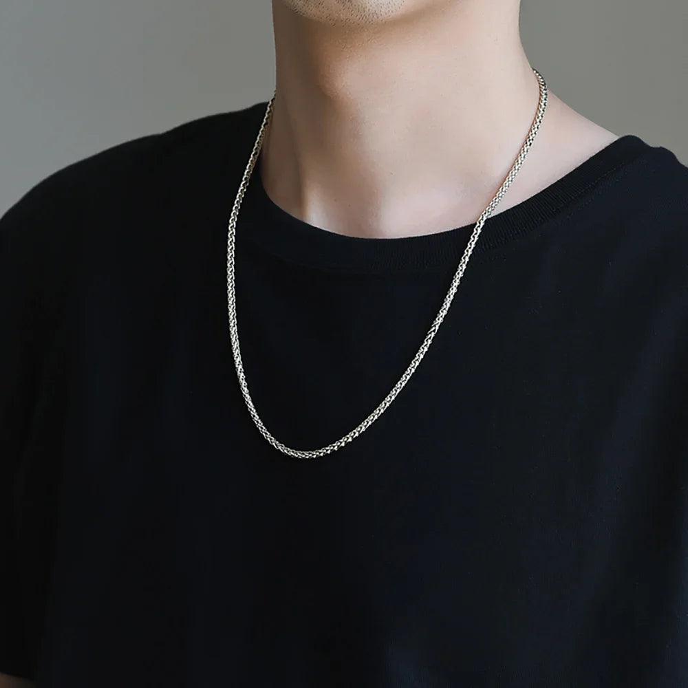 100% Sterling Silver 3mm Braided Hemp Bracelet Chain 17-21cm Simple Retro Minimalism Jewelry For Men and Women - GQTORCH Jewelry