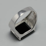Solid Silver 925 Mens Rings Minimalist Turkish Rings For Men Black Square Natural Stone Turkey Male Jewelry Bague Homme - GQTORCH Jewelry