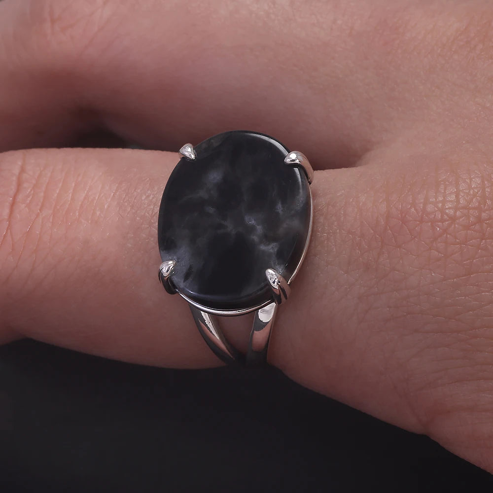 Vintage 925 Sterling Silver Oval Flat Agate Signet Ring Men Natural Lapis Lazuli Onyx Stone Turkish Ring Retro Luxury Jewelry