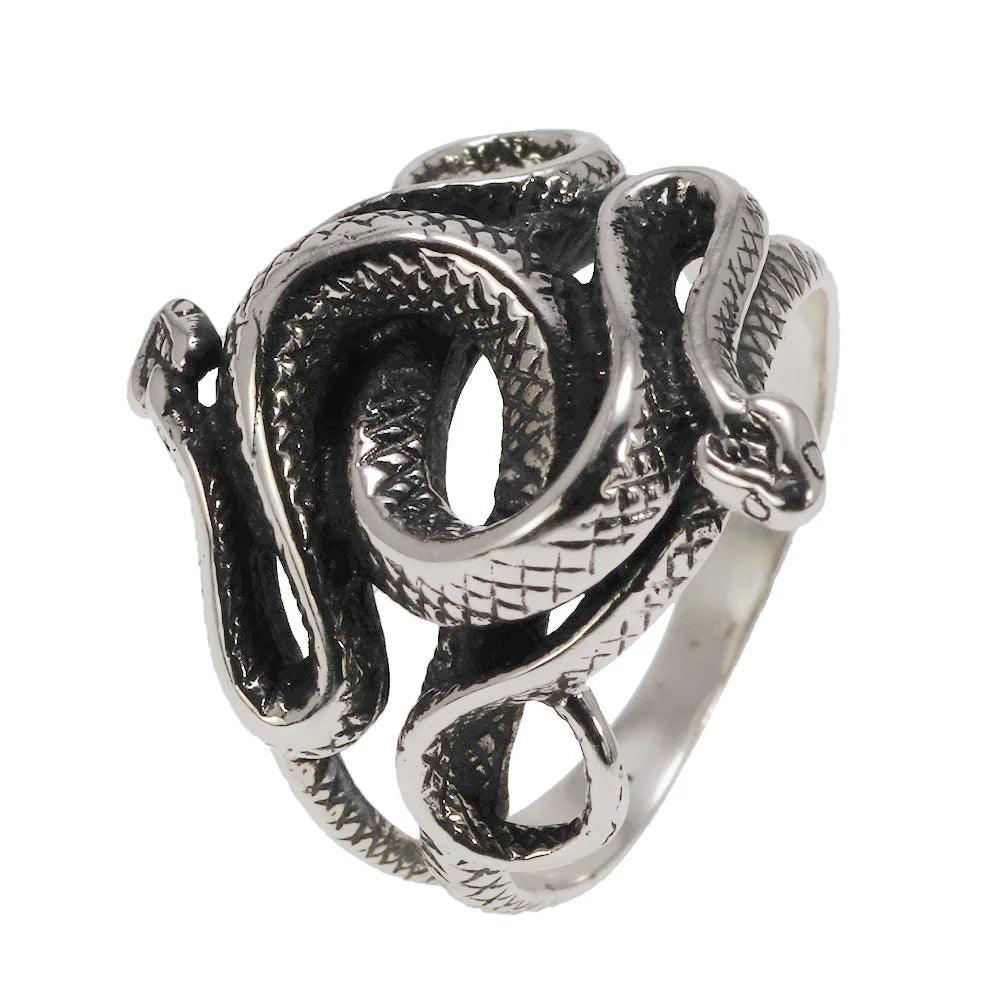 Real 925 Sterling Silver Snake Rings for Men Women TV Drama Natural Born Killers Retro Punk Fine Jewelry Best Gift For Fans - GQTORCH Jewelry