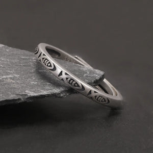 S925 Sterling Silver Fish Ring for Women Girl Adjustable 2mm Ethnic Style Vintage Lucky Ring Trendy Animal Jewelry Birthday Gift