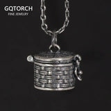 Real 925 Sterling Silver Vintage Jewelry Braid Rattan Pendant Necklace Openable Men Women Prayer Gawu Box Buddha Jewelry - GQTORCH Jewelry