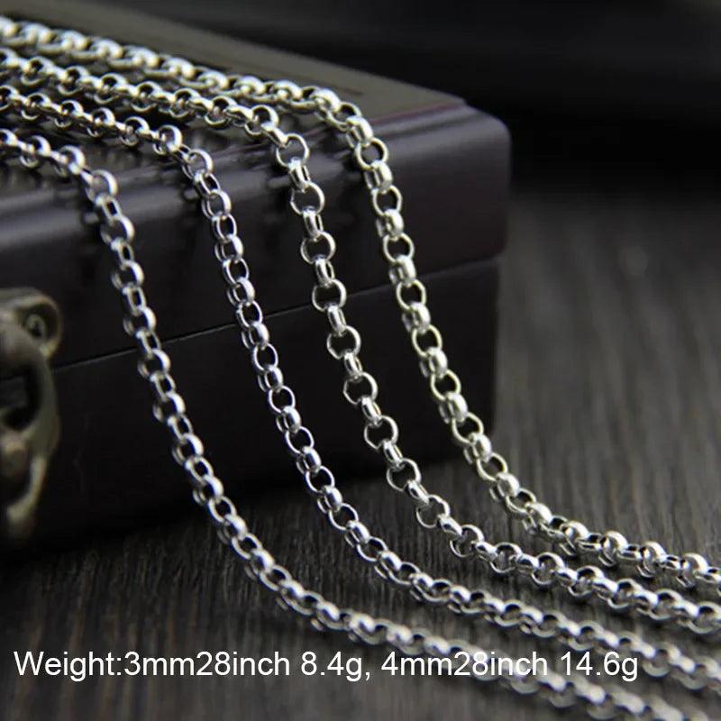 Genuine 925 Sterling Silver Sweater Chains Necklaces For Women And Men Round Shape Beaded Necklace Accessories 18-32 inch - GQTORCH Jewelry