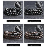 Black Rainbow Obsidian Natural Stone Bracelets Couple Multilayer Beads Strand bracelets & bangles For Women And Men - GQTORCH Jewelry