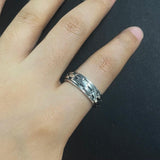 Real S925 Sterling Silver Spinner Rings Irregular Chain Design Retro Punk Style For Men Rotatable Index Finger Ring - GQTORCH Jewelry