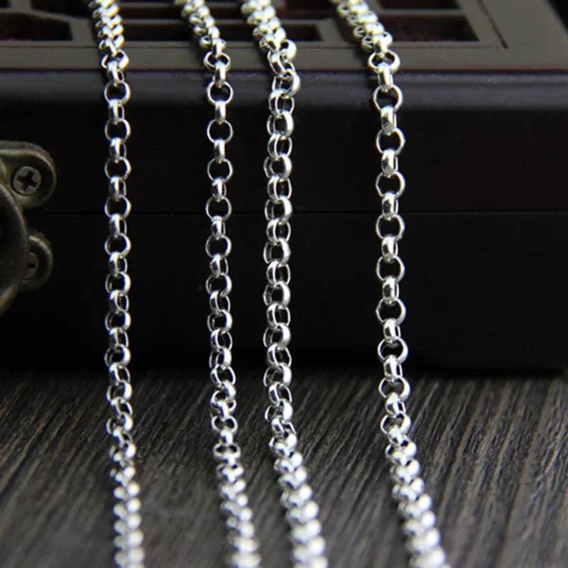 Genuine 925 Sterling Silver Sweater Chains Necklaces For Women And Men Round Shape Beaded Necklace Accessories 18-32 inch - GQTORCH Jewelry
