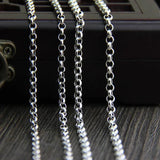 Genuine 925 Sterling Silver Sweater Chains Necklaces For Women And Men Round Shape Beaded Necklace Accessories 18-32 inch - GQTORCH Jewelry