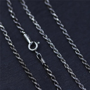 S925 Sterling Silver Twisted Necklace Chain for Men and Women Long Sweater Retro Antique Unisex Chain Original Design - GQTORCH Jewelry