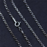 S925 Sterling Silver Twisted Necklace Chain for Men and Women Long Sweater Retro Antique Unisex Chain Original Design - GQTORCH Jewelry