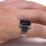 Real Pure 925 Sterling Silver Rings Cool Vintage Rings In Fijne Sieraden Turkey Ring For Men Black Micro Pave Zircon - GQTORCH Jewelry