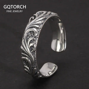 Real Pure 925 Sterling Silver Simple Men's and Women's Ring with Rattan Shape Adjustable Size 7-11 Vintage Jewelry - GQTORCH Jewelry