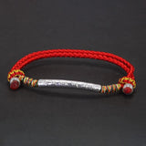 Multi Color Lucky Rope Bracelet 925 Sterling Silver Tube Six Character Religious Adjustable Handmade Jewelry - GQTORCH Jewelry