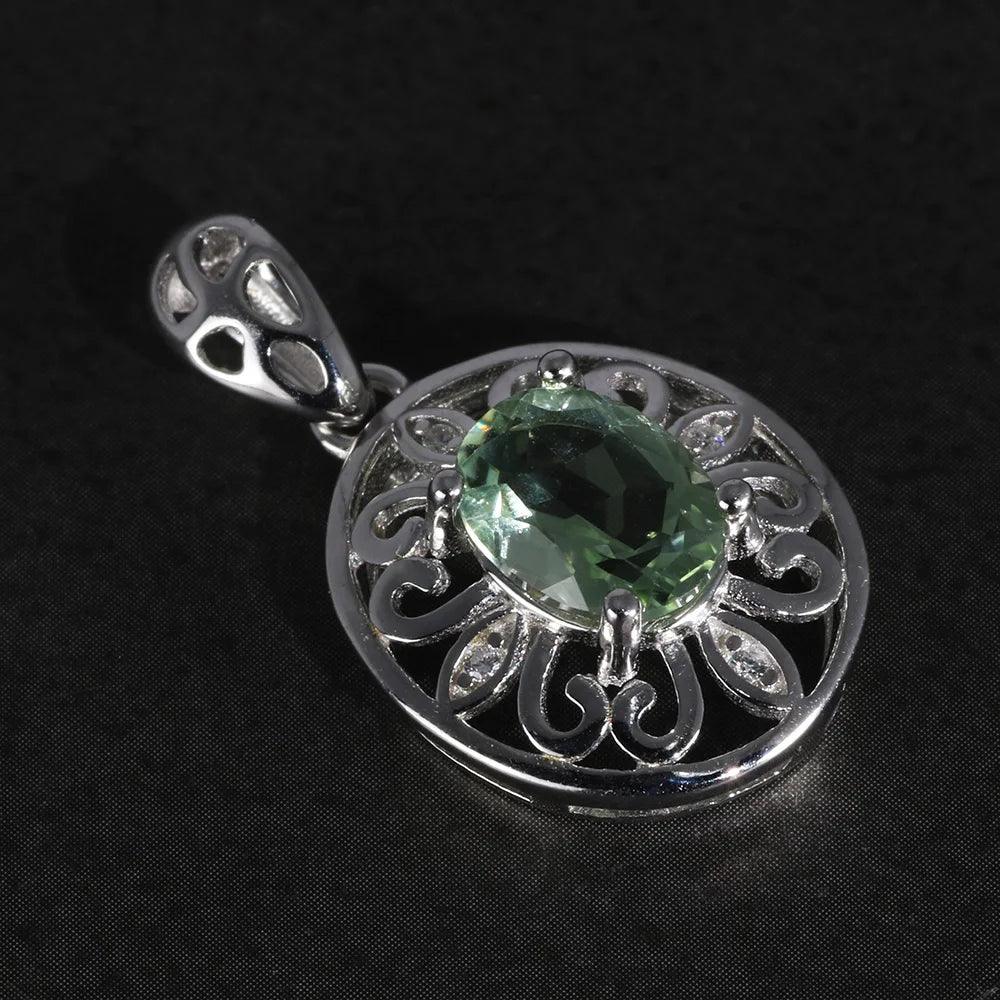 Natural Stones Topaz Quartz Pendant Real Pure 925 Sterling Silver For Women Vintage Women Accessories - GQTORCH Jewelry