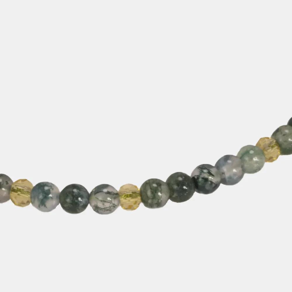 Natural Stone Seaweed Onyx Beaded Bracelet For Women Handmade 3mm Thin Bracelets 925 Sterling Silver Crystal DIY Jewelry - GQTORCH Jewelry