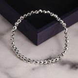 Real Pure 999 Sterling Silver Elastic String Faceted Beads Bracelet For Ladies Kids Minimalism Jewelry - GQTORCH Jewelry
