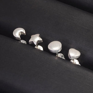 1pc S925 Sterling Silver Small Earring for Women Men Moon Star Heart Round Disc Earring Anti-allergic Fashion Punk Jewelry - GQTORCH Jewelry