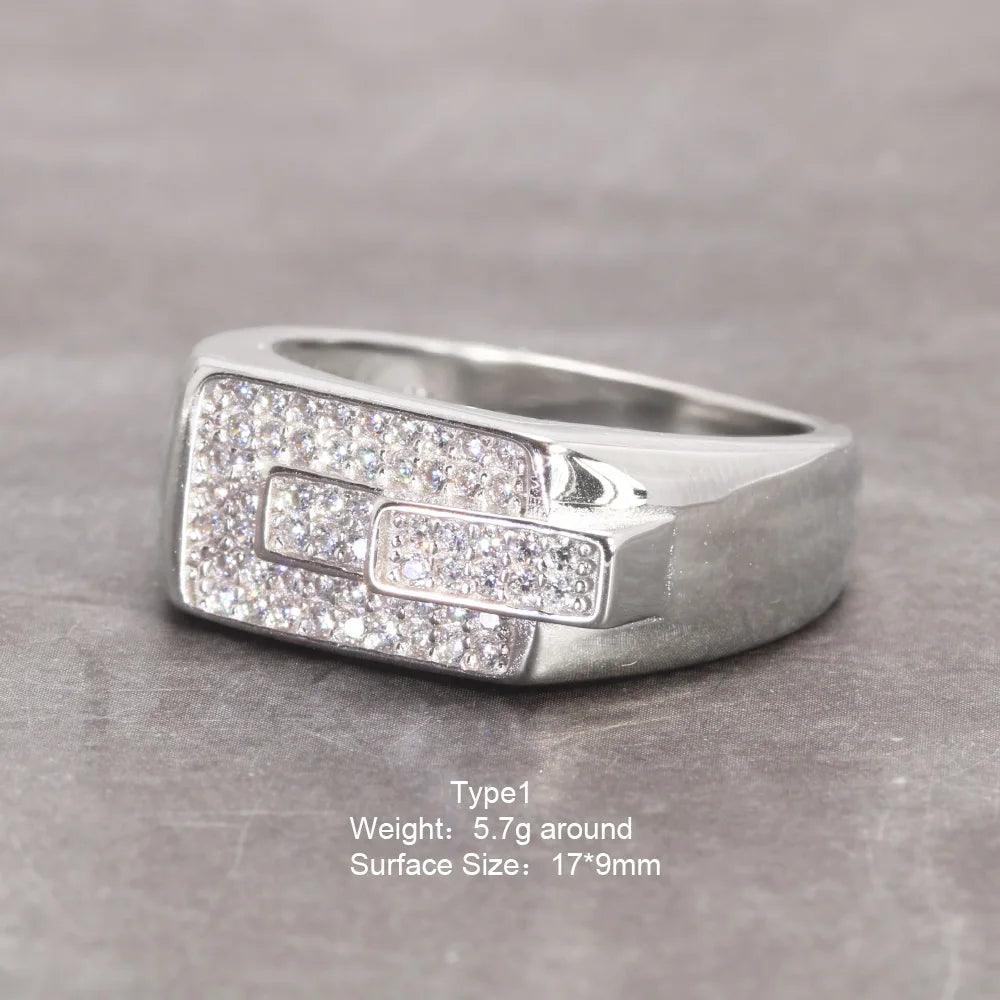 Sterling Silver Engagement Rings Micro Pave Cz Hip Hop Pinky Designer Wedding Rings Fine Jewellery - GQTORCH Jewelry