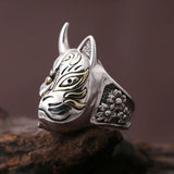 Real Solid 925 Sterling Silver Hannya Mask Ring for Men Retro Vintage Cool Big Mens Biker Ring Buddhism Jewelry - GQTORCH Jewelry