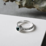 Real 925 Sterling Silver Rings Vintage Flower Carved Inlaid Natural Green Crystal Faceted Stone Elegant Womens Rings Accessories - GQTORCH Jewelry