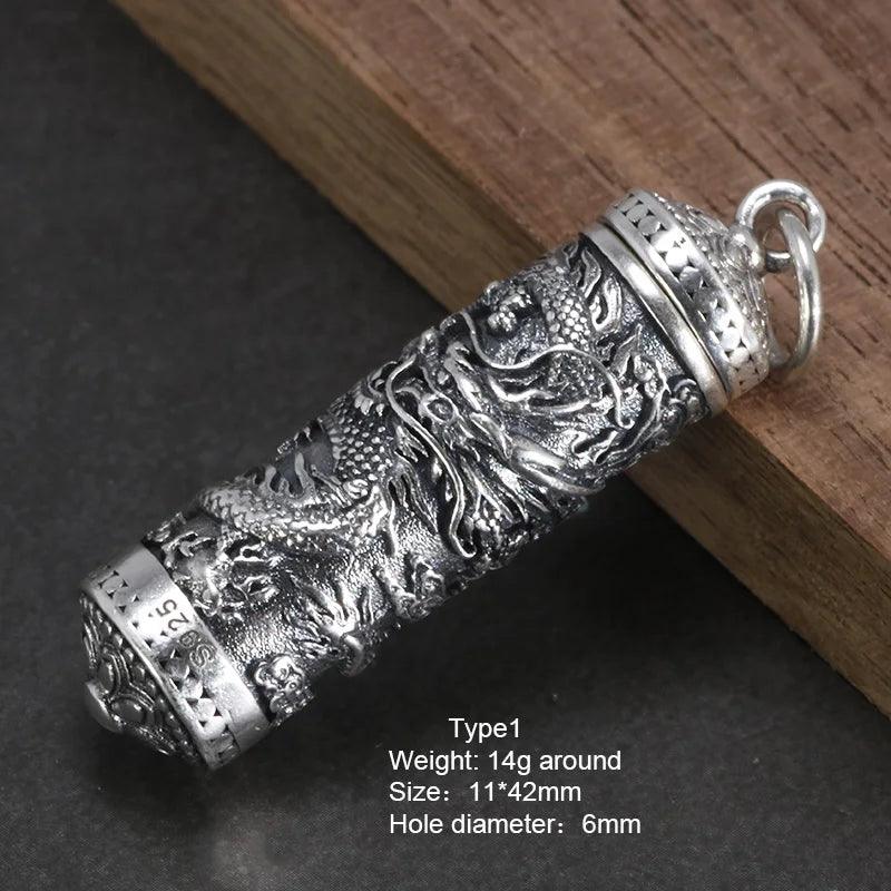 Sterling Silver 925 Dragon Pendant for Men Openable Pendant Fine Jewelry Retro Punk Style - GQTORCH Jewelry