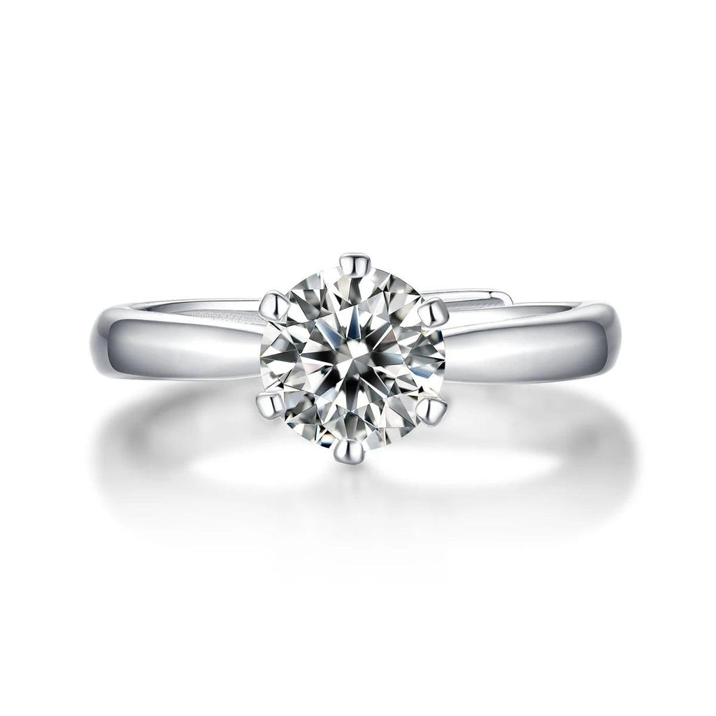 Wedding Rings Classic 0.5-3 Carat 6 Claws 925 Silver Sterling Marquise Moissanite Ring Round Brilliant Cut Rings For Women - GQTORCH Jewelry