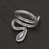 S925 Sterling Silver Snake Rings For Women with Green Zircon Stone Antique Punk Adjustable Animal Jewelry - GQTORCH Jewelry