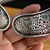 Real Pure 999 Sterling Silver Bangles For Women Wide Large Lotus Classic Tibetan Buddhism Jewelry Jonc Argent 925 - GQTORCH Jewelry