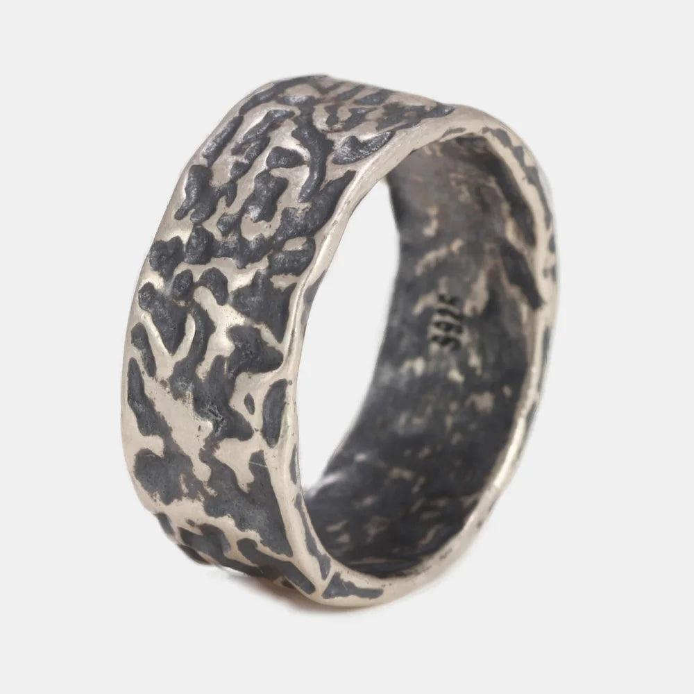 Real 925 Sterling Silver Enamel Rings for Men and Women Simple Retro-patterned Female Jewelry - GQTORCH Jewelry