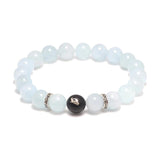 Natural Aquamarine Beads Bracelet with Lotus Finger Meditation Sandalwood Bead 925 Sterling Silver Accessories Men and Women - GQTORCH Jewelry