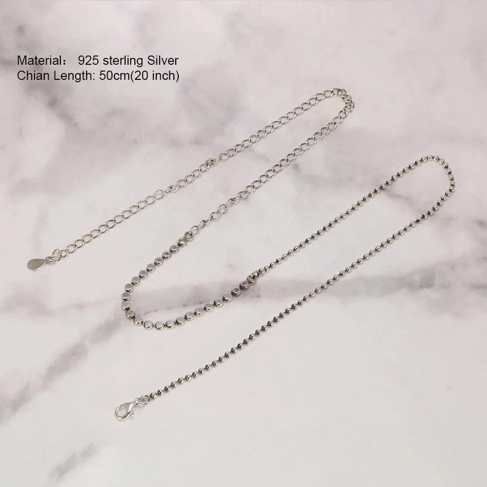 S925 Sterling Silver Lady Bead Necklace Adjustable Simple Fashion Elegant Jewelry - GQTORCH Jewelry