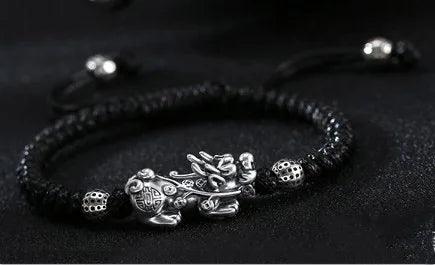 Wholesale Red String Pure Silver Jewelry 999 Pixiu 3D Sterling Silver Bracelet - GQTORCH Jewelry