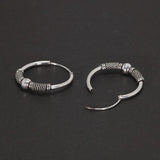 Real 925 Sterling Silver Hoop Earrings Antique Thai Silver Round Circle Hip Hop Punk Gothic Jewelry Party Gift - GQTORCH Jewelry