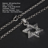 Real 925 Sterling Silver Star of David Men's Pendant Six Pointed Religious Amulet Symbol Necklace Fine Jewelry - GQTORCH Jewelry