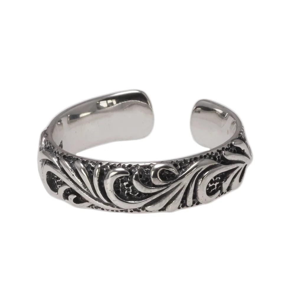 Real Pure 925 Sterling Silver Simple Men's and Women's Ring with Rattan Shape Adjustable Size 7-11 Vintage Jewelry - GQTORCH Jewelry