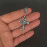 Genuine Sterling Silver 925 Christian Cross Necklace Men and Women Vintage Antique Prayer Religious Pendant Jewelry - GQTORCH Jewelry