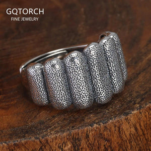 S925 Sterling Silver Geometric Chunky Rins for Women Men Pumpkin Shaped Unique Design Quirky Halloween Jewelry Gift - GQTORCH Jewelry