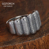 S925 Sterling Silver Geometric Chunky Rins for Women Men Pumpkin Shaped Unique Design Quirky Halloween Jewelry Gift - GQTORCH Jewelry