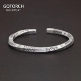 Solid 999 Sterling Silver Constellation Symbol Twisted Bracelet Carved Mobius Open Men Women Bangle Antique Ethnic Jewelry - GQTORCH Jewelry