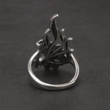 925 Sterling Silver Vintage Peacock Ring for Women Micro Inlaid Hematite Ethnic Style Party Jewelry Gift for Lady Mom