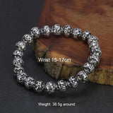 8mm OM Mantra Beads Bracelet For Men Women Elastics Strings White Copper 108 Beads Scriptures Engraving Prayer Buddhist Jewelry - GQTORCH Jewelry