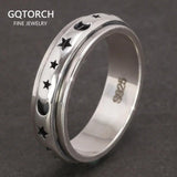 Real 925 Sterling Silver Spinner Band Ring Moon Star Celtic Stress Relieving Anxiety Ring Gifts for Men And Women - GQTORCH Jewelry