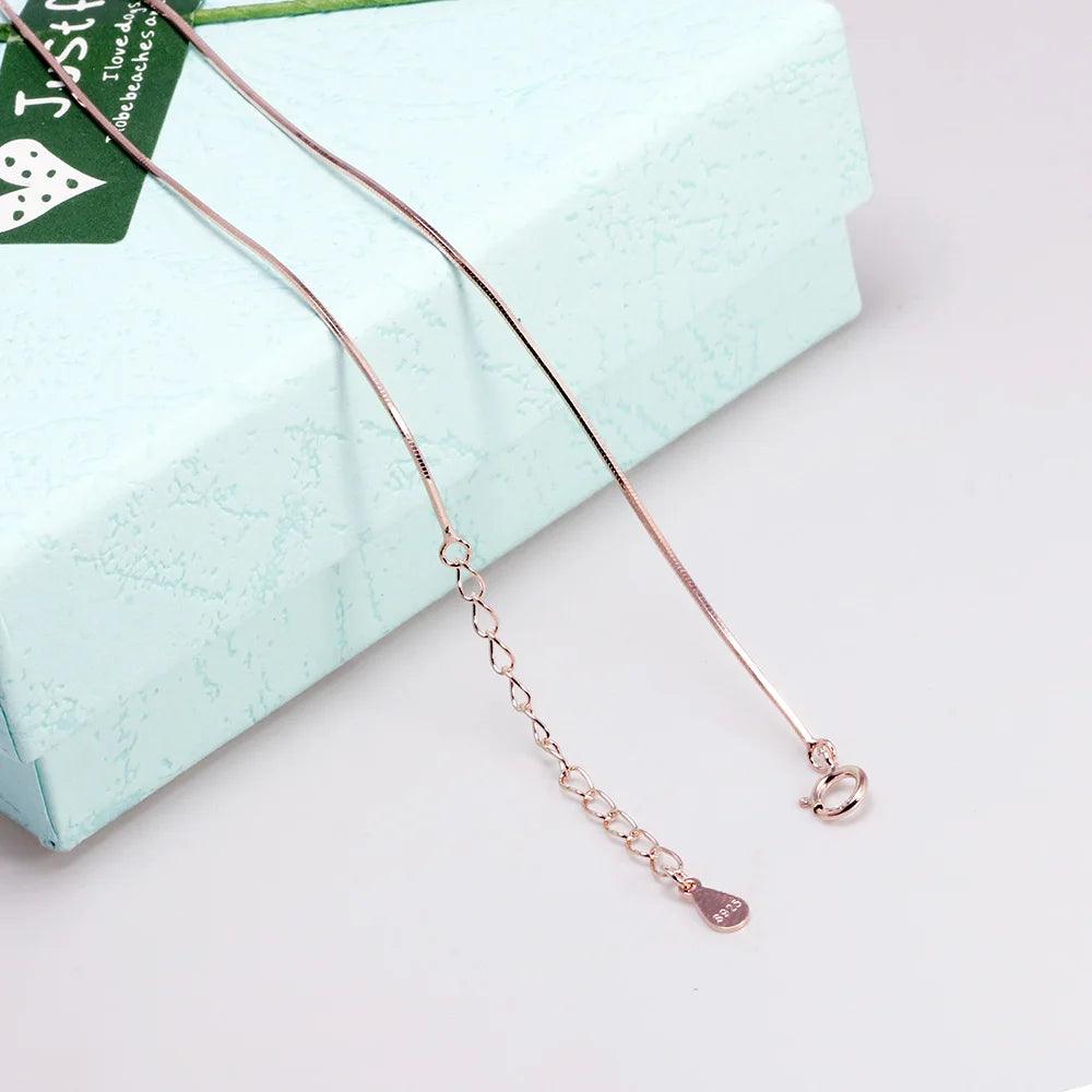 S925 Sterling Silver Necklace for Women Simple Fashion Snake Chain Elegant Female Jewelry - GQTORCH Jewelry