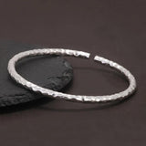 Solid 999 Pure Silver Hammered Cuff Bangle for Women Minimalist Retro Design Birthday Party Jewelry for Lady - GQTORCH Jewelry
