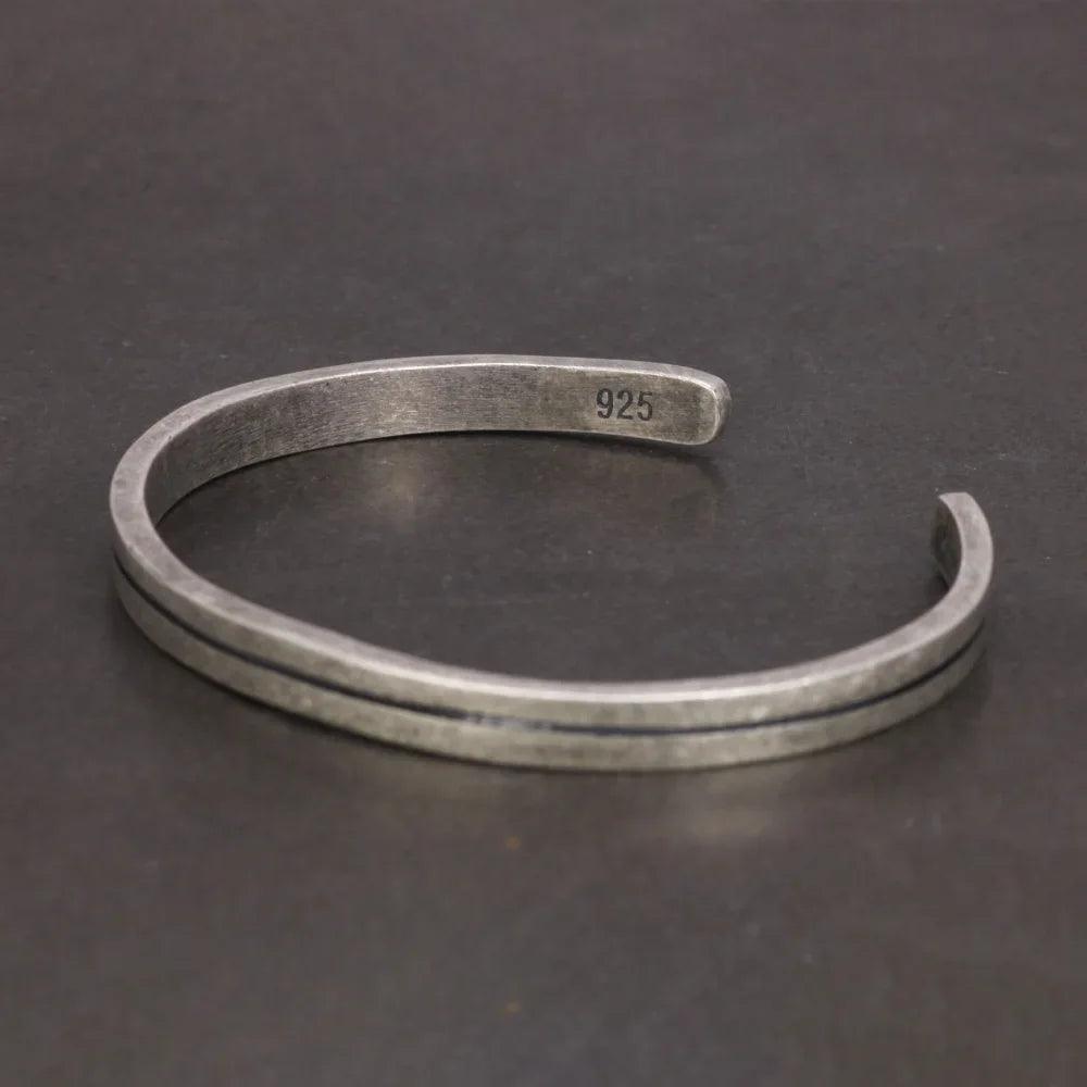 Viking Armband 925 Sterling Silver Men's Women's Vintage Handmade Bracelet Simple Classic Fine Jewelry Open Cuff Bangle - GQTORCH Jewelry