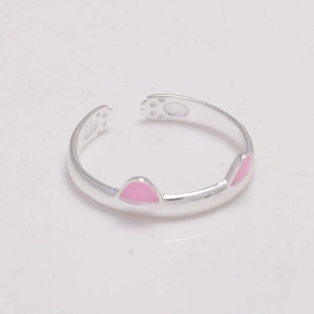 Real Pure 925 Sterling Silver Cute Cat Rings For Women Totoro Open Ring Silver Fashion Jewelry - GQTORCH Jewelry