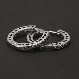 18mm 925 Sterling Silver Micro Inlaid Zircon Hoop Earrings for Men Women Huggie Vintage Hip Hop Ear Jewelry Hypoallergenic