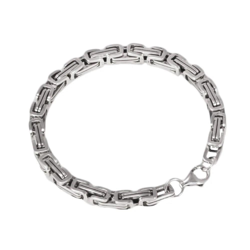 925 Sterling Silver Byzantine Cuban Chain For Men and Women Punk Hip Hop Retro Square Lovers Bracelet - GQTORCH Jewelry